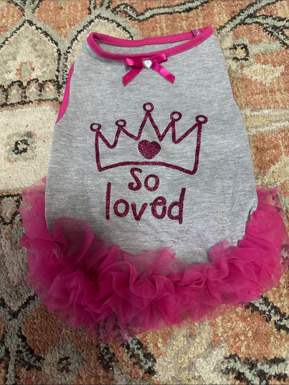 So Loved Grey & Hot Pink Tulle Dog Dress